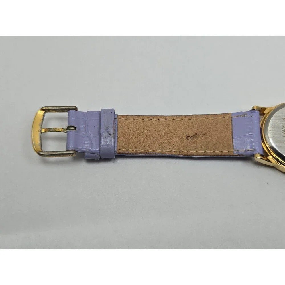 Womens Vintage Avon Moon Phase Date Womens Gold Tone Leather Watch New Battery